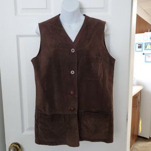 Vintage San Francisco Collection Mens Brown Suede Leather Vest Size S Small